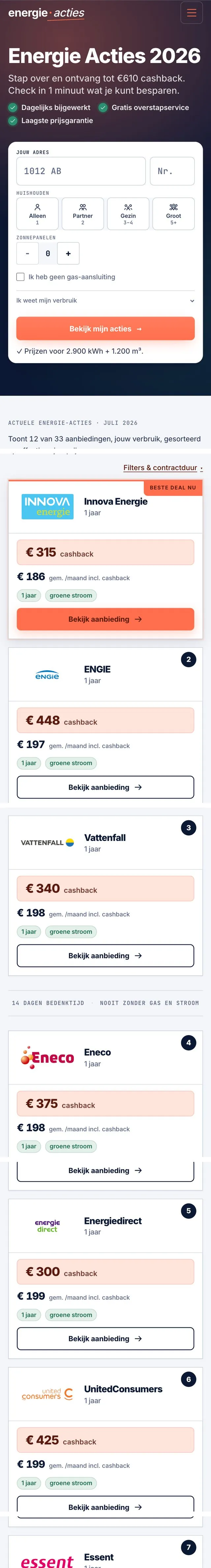 Schermweergave van Energie-actie.com